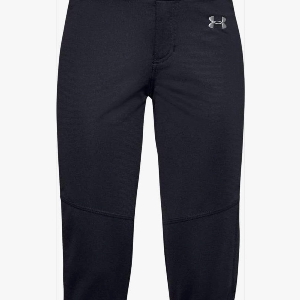(2) girls’ softball pants, Under Armour girls capri black/YM